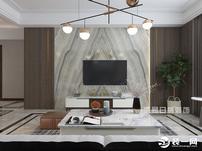 【重庆东易日盛】130平米新中式风格-客厅装修效果图