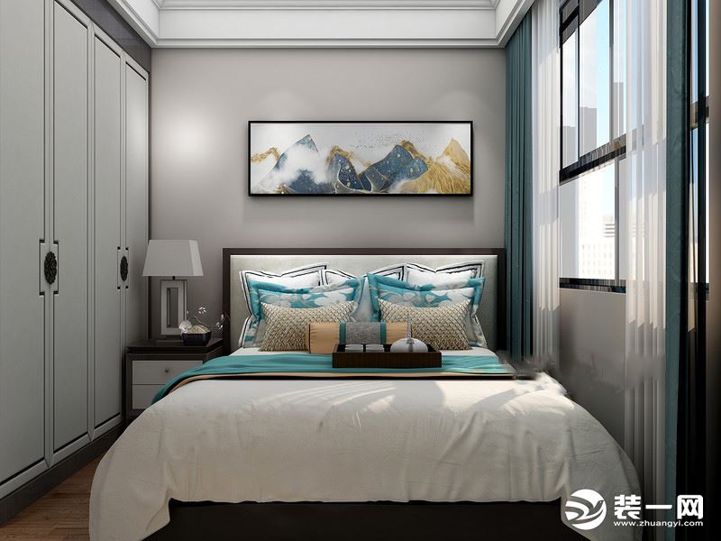 约克郡悦水岸 123㎡ 新中式风格 装修设计 卧室案例