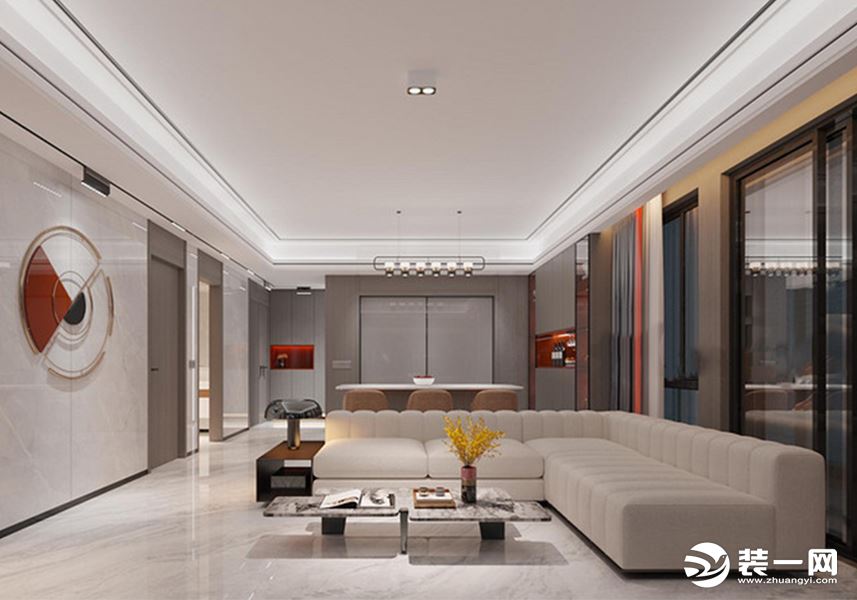 万科悦湾 196㎡ 现代风格 装修设计 客厅案例