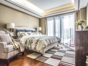 【重庆东易日盛】御澜道108平米简欧风格设计案例——卧室