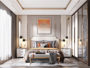 【重庆东易日盛】140平米美式轻奢风格-卧室装修效果图