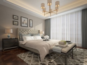 金科九曲河 350㎡ 美式轻奢风格 卧室 装修设计效果图