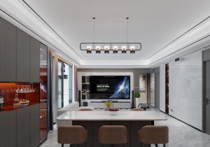 万科悦湾 196㎡ 现代风格 装修设计 餐厅案例
