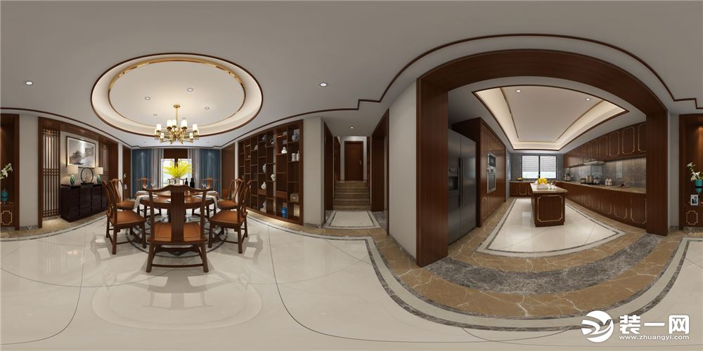 地下室餐厅【宁波星杰装饰】香颂湾 400平米别墅 新中式风格装修案例图	