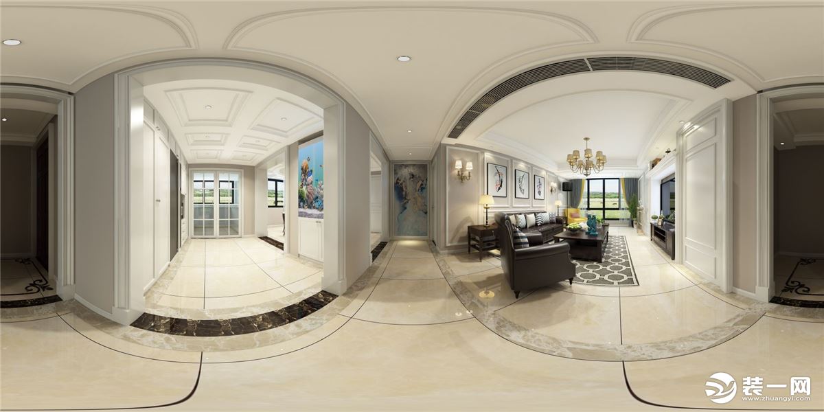 客厅【宁波星杰装饰】天一家园 250平米别墅 现代美式风格装修案例图	