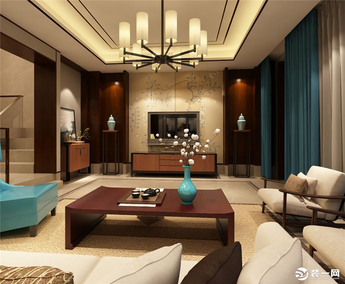 客厅银亿东岸  520平方  新中式风格装修效果图