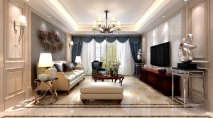 中海凯旋门130平三居室欧式风格客厅装修效果图