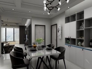 140平三室现代风格装修效果图餐厅