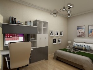140平三室现代风格装修效果图卧室