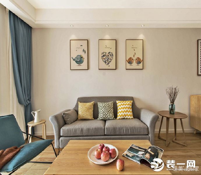 客厅宁波东易速美集家装饰104平原木质感北欧风格效果图