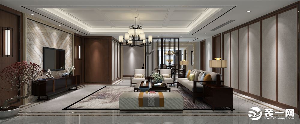 客厅宁波速美超级家中旅名门府142平大平层中式风格装修案例