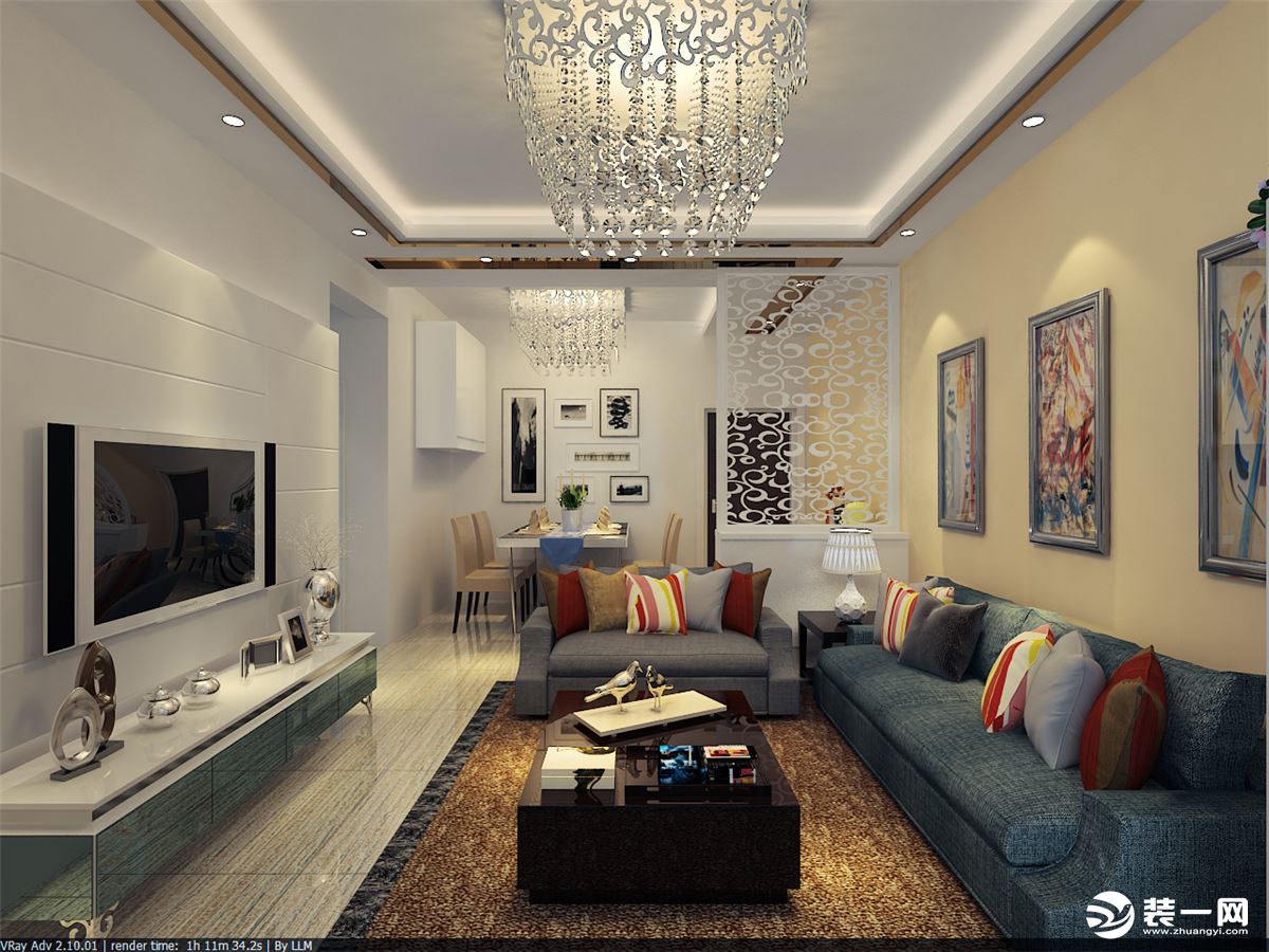 铜仁喜百年装饰江华名都66平米现代风格小户型客厅效果图