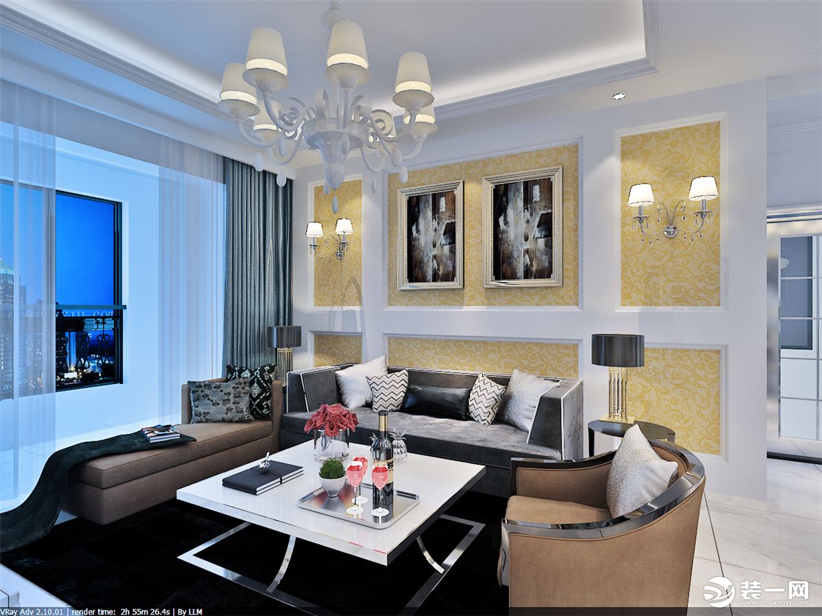 铜仁喜百年装饰清水湾80平米欧式风格小户型客厅装修效果图