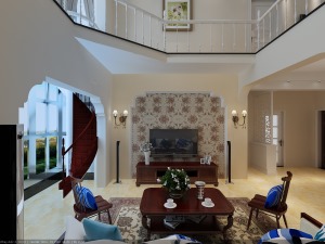 铜仁喜百年装饰麒龙国际125平米田园风格复式楼客厅装修效果图