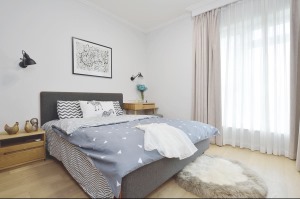 120平二居室北歐風格設計臥室窗簾效果圖