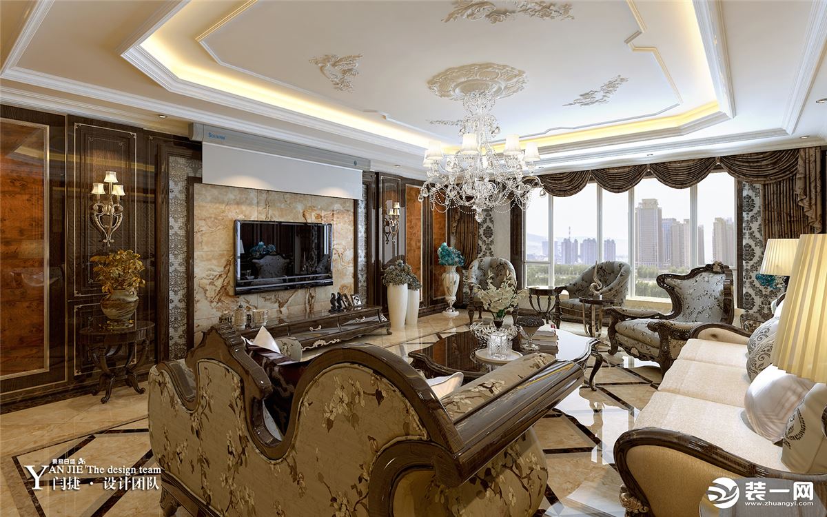 西宁香格里拉290平别墅欧式古典风格客厅装修