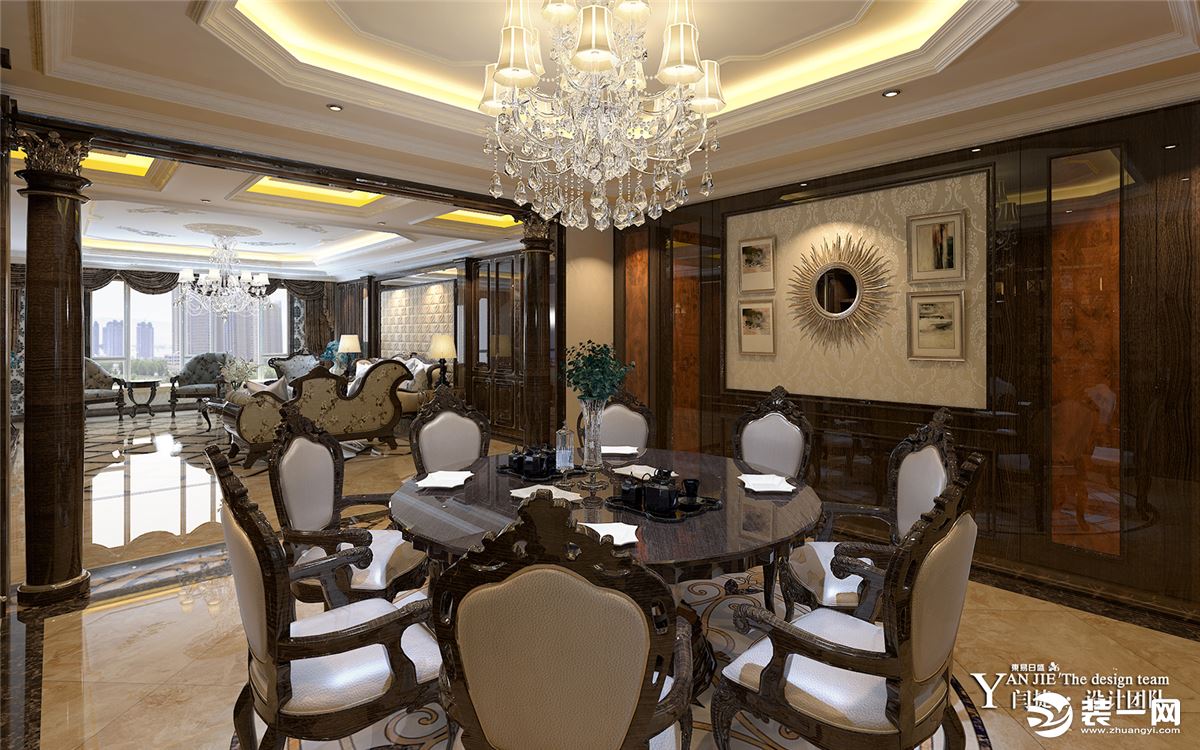西宁香格里拉290平别墅欧式古典风格餐厅装修