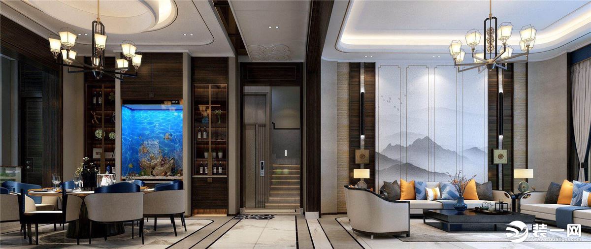 西宁新千国际260平五居室新中式风格走廊装修