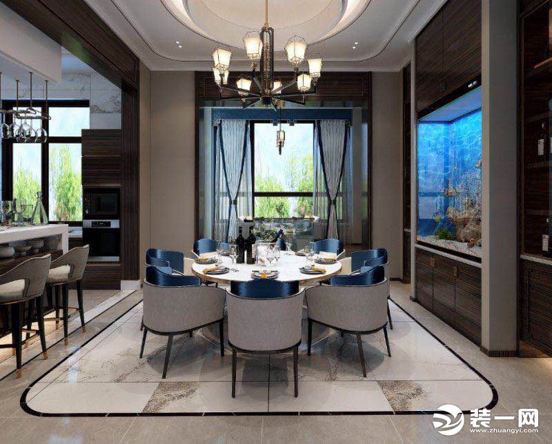 西宁新千国际260平五居室新中式风格餐厅装修