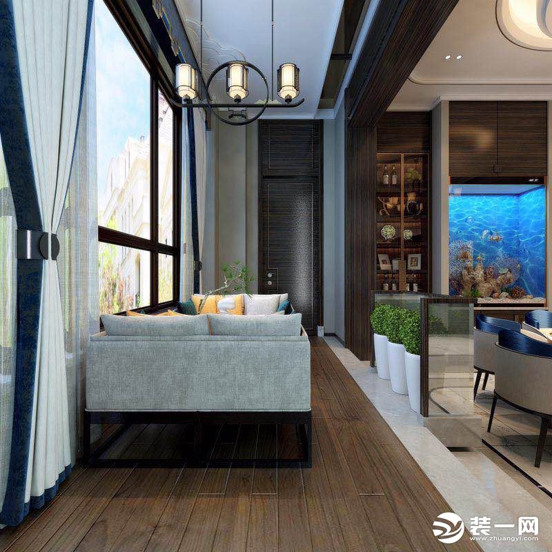 西宁新千国际260平五居室新中式风格阳台装修