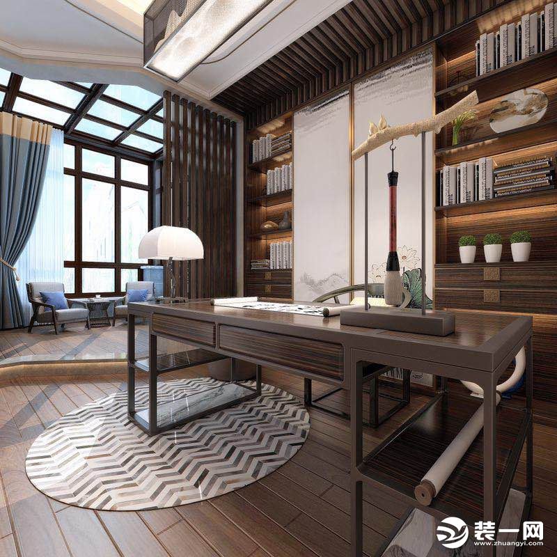 西宁新千国际260平五居室新中式风格书房装修