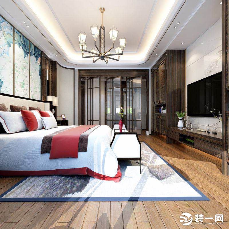西宁新千国际260平五居室新中式风格主卧装修
