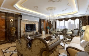 西宁香格里拉290平别墅欧式古典风格客厅装修