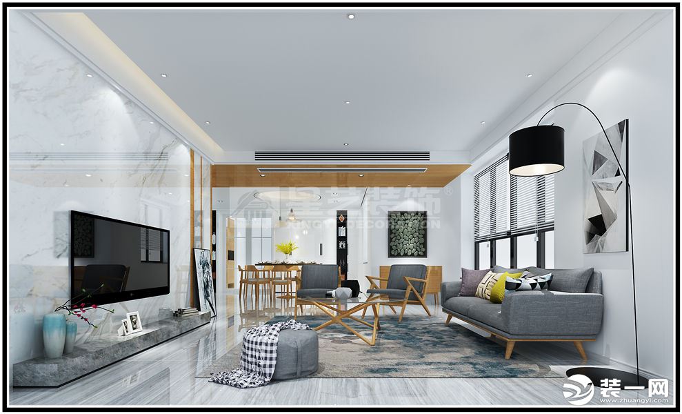 凯茵新城岭峰250平四居室现代风格效果图客厅