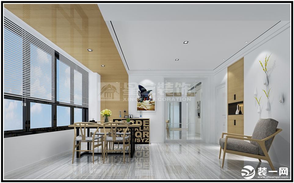 凯茵新城岭峰250平四居室现代风格效果图入户厅