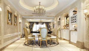 中海龙湾国际250平平层美式风格效果图餐厅