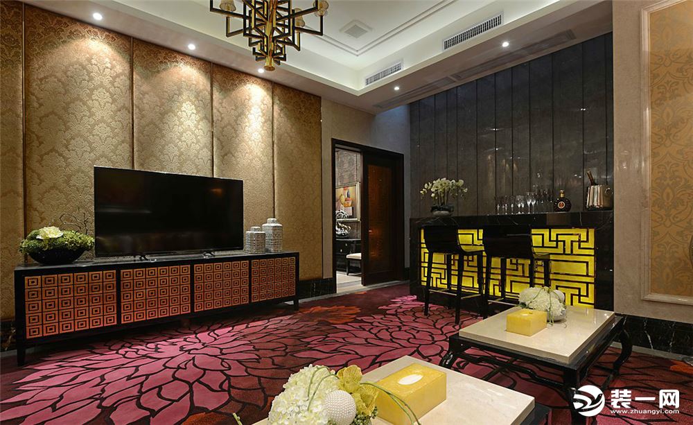 紫荆城四居室中式风格造价12万--客厅
