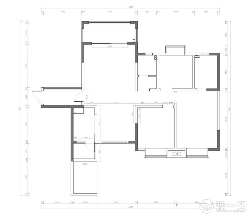 廚房為開(kāi)敞式 拓展延伸至生活陽(yáng)臺(tái)處；靠客廳一房間設(shè)為多功能房 兼顧茶室和書(shū)房的功能；風(fēng)格盡量明快。