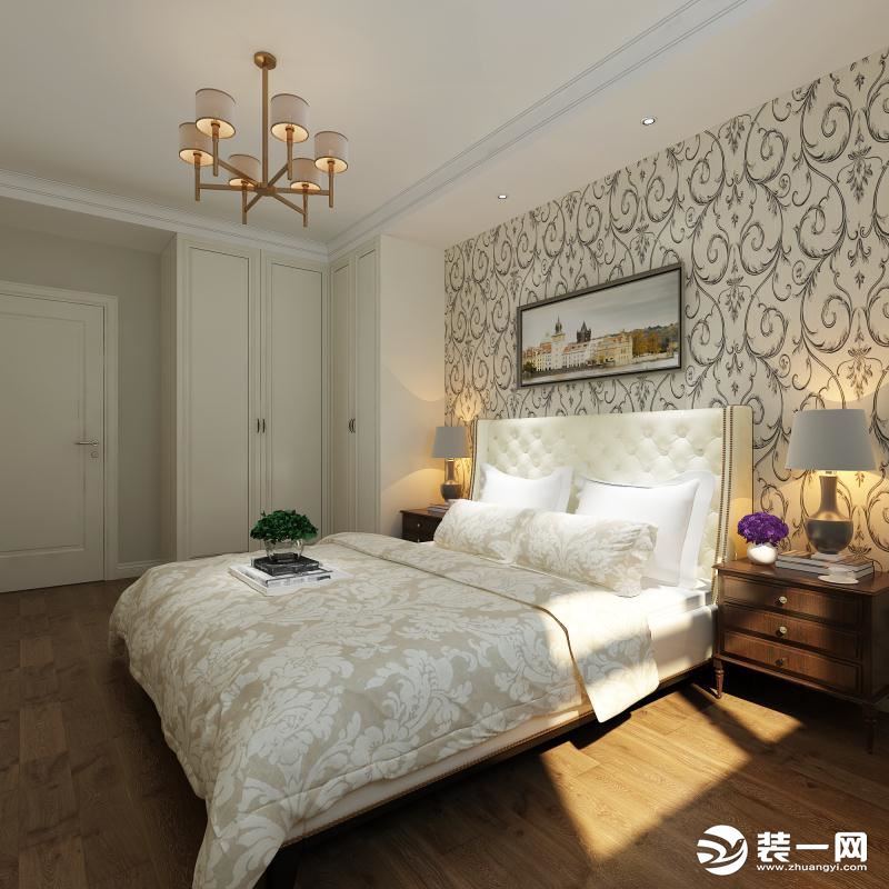 卧室的跨度是比较长的，L型的拐角衣柜避免了立体空间浪费。