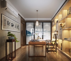 上海宝钢小区三居室中式风格书房装修效果图