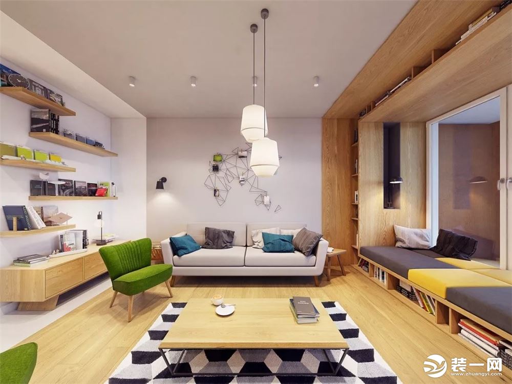 无锡江阴万达公寓52平一居室混搭风格全包6万客厅沙发