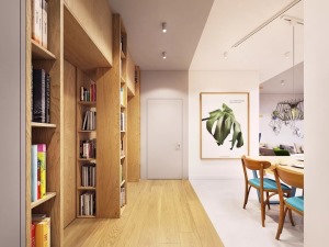 无锡江阴万达公寓52平一居室混搭风格全包6万书柜