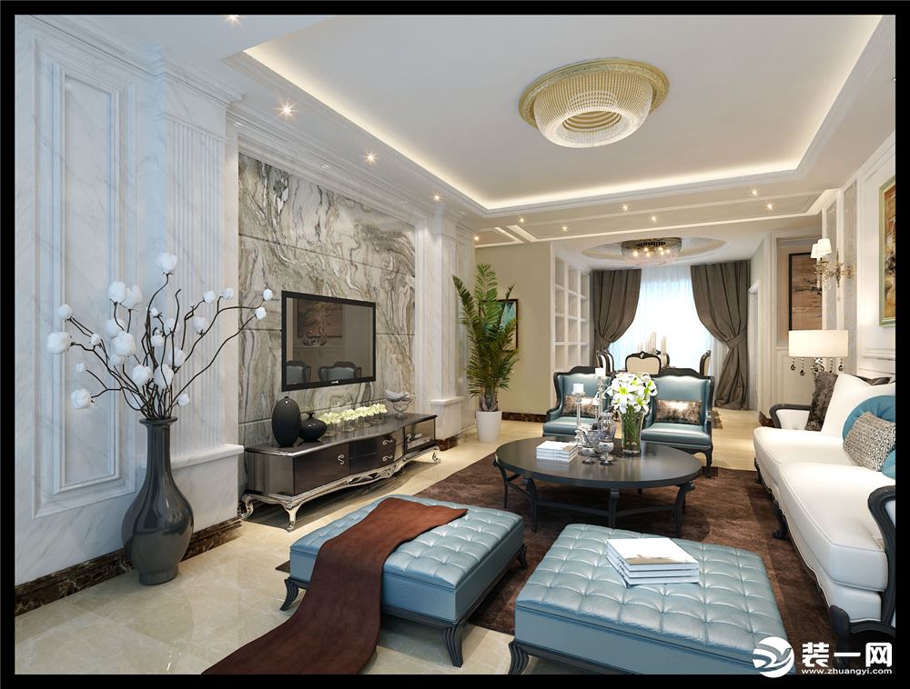 乌鲁木齐上海城115平三居室简欧风格客厅
