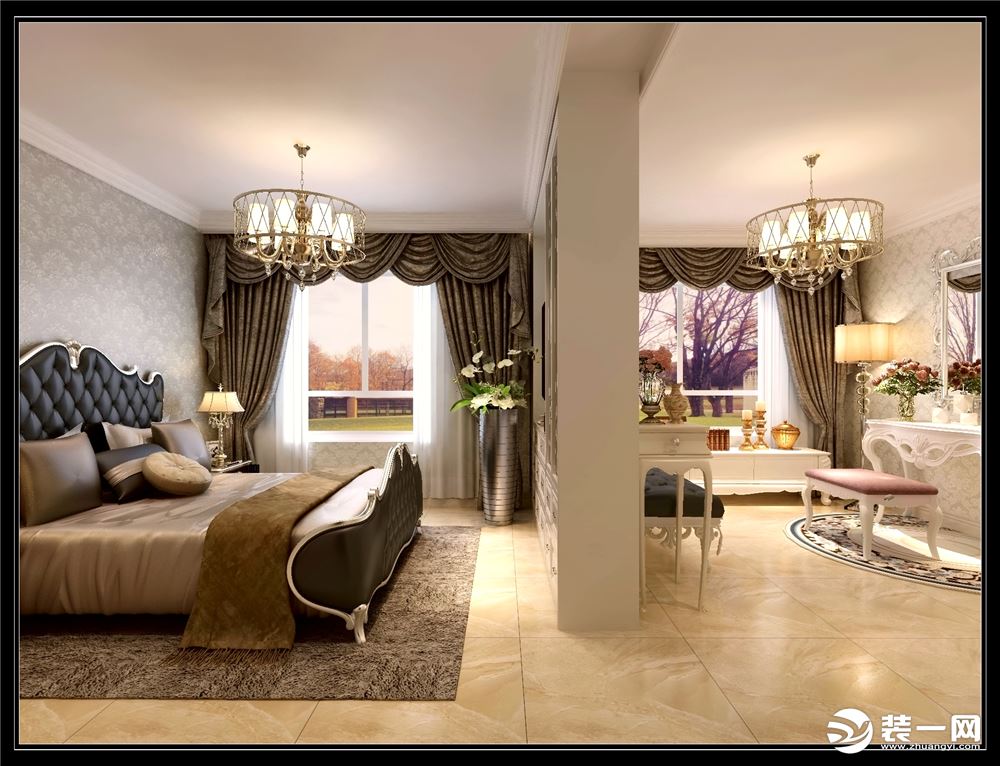 乌鲁木齐雅山新天地三居室160平美式风格卧室效果图