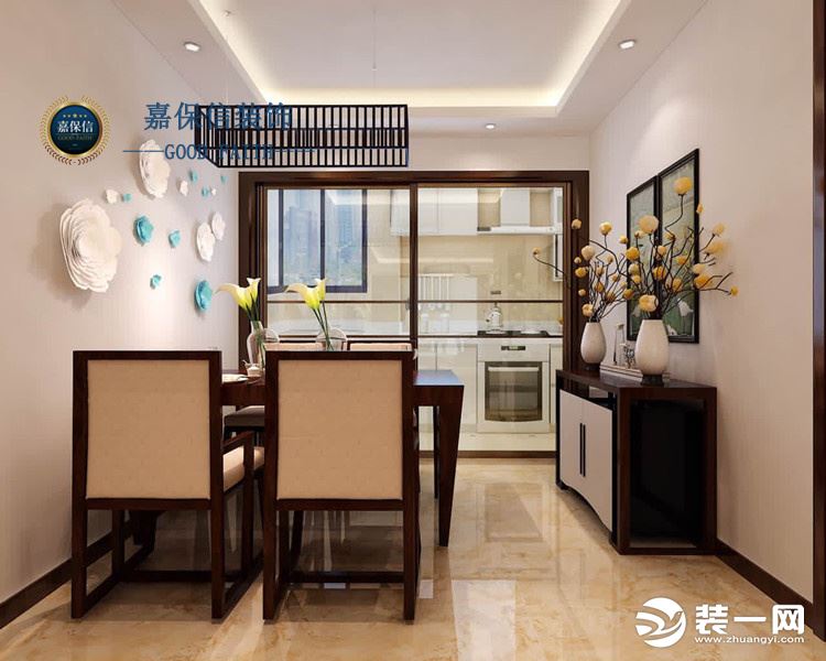 华夏山海城123平三居室新中式风格-餐厅效果图-设计师预约电话（微信）13863046455