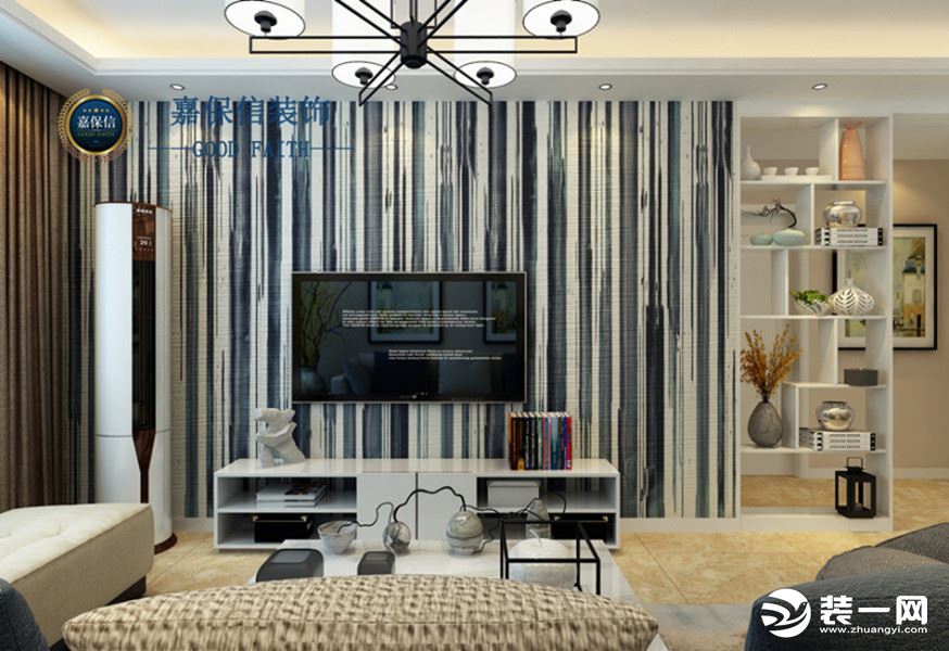九龙明珠93平两居室现代风格-电视背景墙效果图-设计师预约电话（微信）15634361234