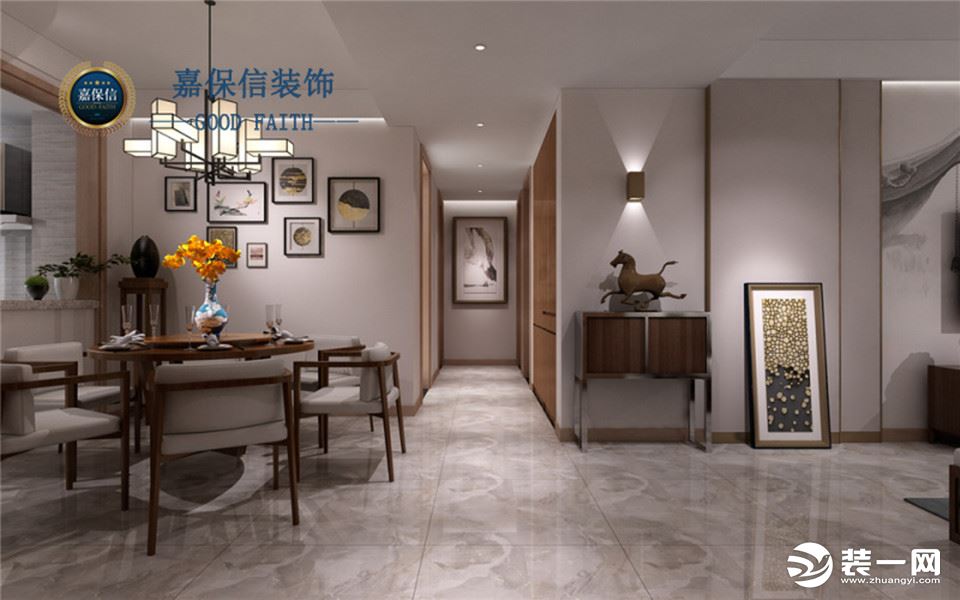 万象城135平三居室新中式风格-走廊效果图-设计师预约电话（微信）15634361234