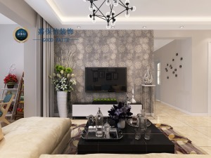 山花泰和府98平两居室现代风格-电视背景墙效果图-设计师预约电话（微信）15634361234