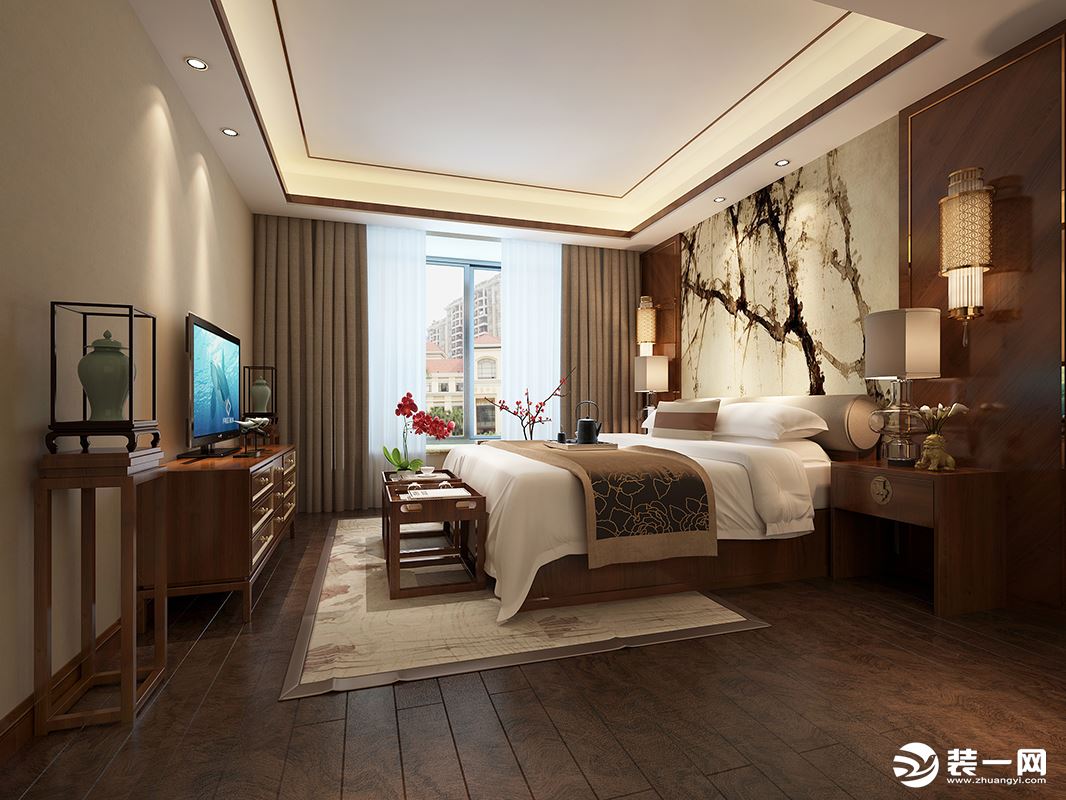 珠海凤凰传奇120平三居室中式风格卧室装修效果图