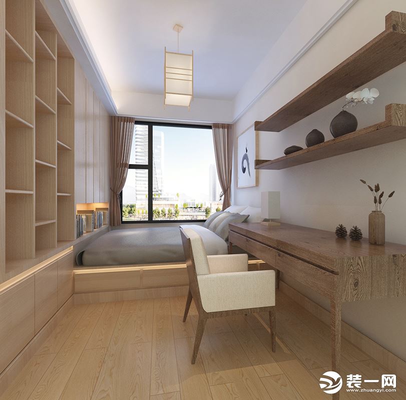 珠海华发蔚蓝堡128平三居室日式风格卧室装修效果图