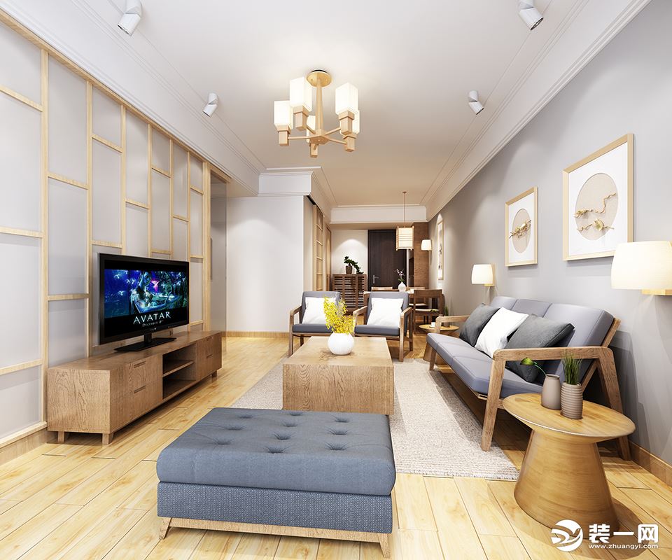 珠海华发蔚蓝堡128平三居室日式风格客厅装修效果图