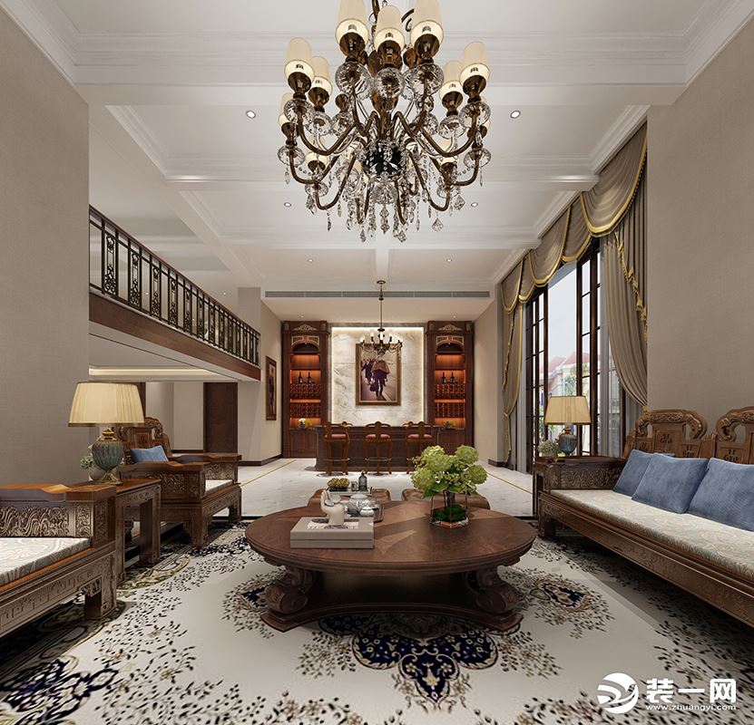 珠海君华新城200平复式欧式风格客厅装修效果图