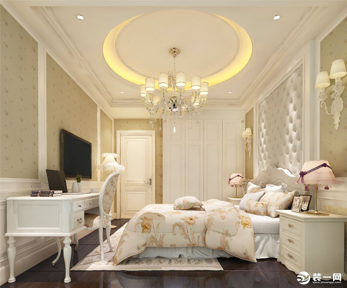 珠海景山名园433平别墅新中式风格卧室装修效果图