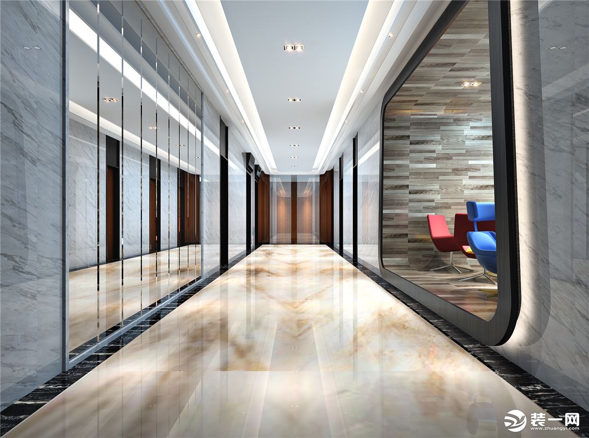 办公室现代风格电梯间装修效果图