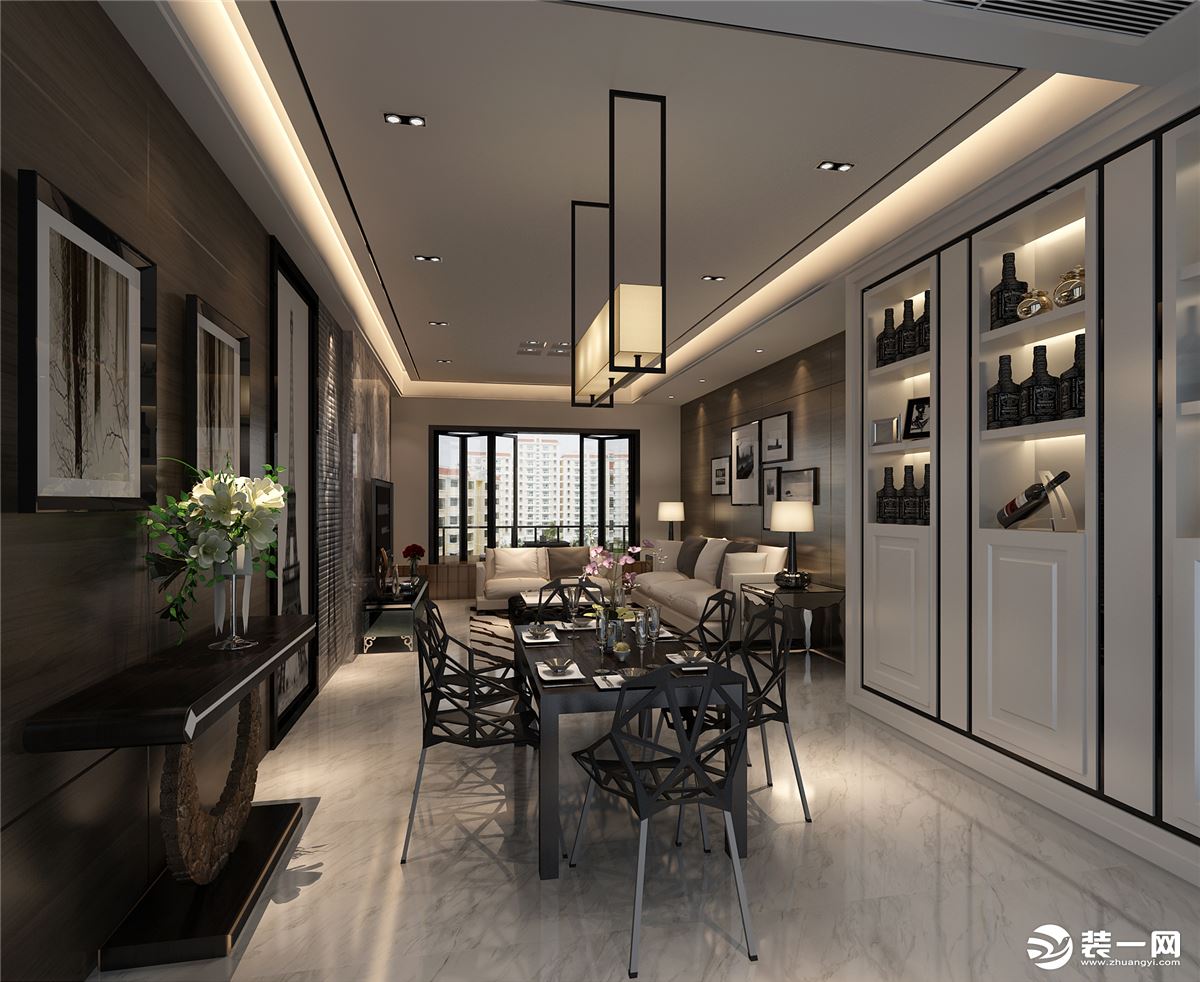 珠海南湾国际131平三居室工业风格餐厅装修效果图