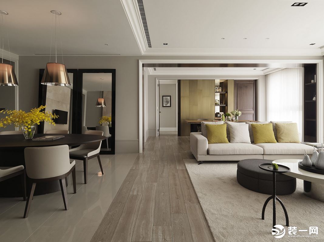 珠海华发新城130平三居室简约风格客厅装修效果图
